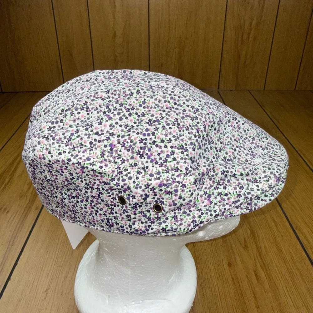 Pamoa Premium Headwear Womens Purple Floral Flat Cap Ivy Hat‎ PMV720 S/M NEW